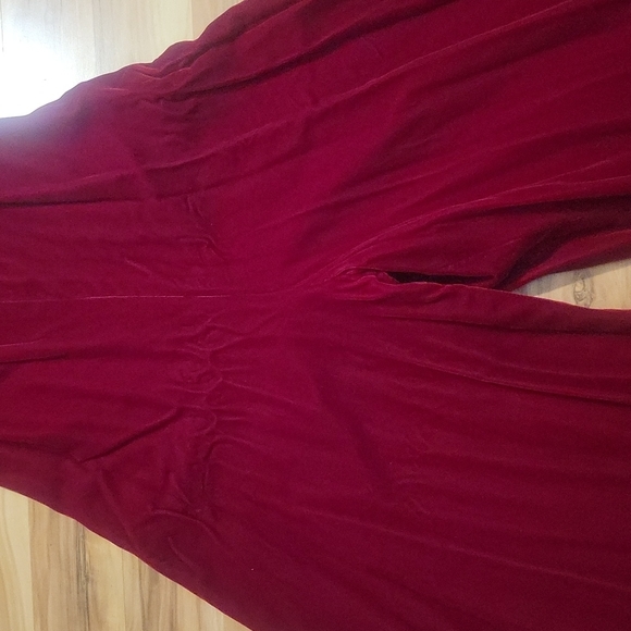 Vintage 70s Raspberry Velvet Romper Loungewear S - Picture 5 of 16